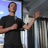 Facebook Founder & Chief Executive Officer Mark Zuckerberg, launches the "open compute program" at Facebook's headquarters in Palo Alto, Cal