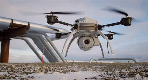 A miniature aircraft named Aeryon Scout Small Unmanned Aerial Systems (sUAS) is pictured during BP pilot testing for use of the unmanned aer A miniature aircraft named Aeryon Scout Small Unmanned Aerial Systems (sUAS) is pictured during BP pilot testing for use of the unmanned aer