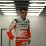 Force India Formula One driver Paul Di Resta of Britain poses for photographers during the launch of the VJM06 car at the Silverstone Race c