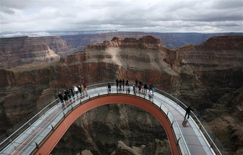 A skywalk extends out over the Grand Canyon on the Hualapai Indian Reservation, Arizona, in this file photo taken February 28, 2012. REUTERS A skywalk extends out over the Grand Canyon on the Hualapai Indian Reservation, Arizona, in this file photo taken February 28, 2012. REUTERS