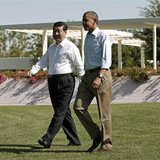 U.S. President Barack Obama and Chinese President Xi Jinping (L) walk the grounds at The Annenberg Retreat at Sunnylands in Rancho Mirage, C U.S. President Barack Obama and Chinese President Xi Jinping (L) walk the grounds at The Annenberg Retreat at Sunnylands in Rancho Mirage, C
