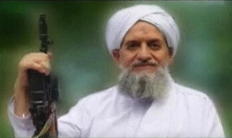 A photo of Al Qaeda's leader, Egyptian Ayman al-Zawahiri, is seen in this still image taken from a video released on September 12, 2011. REU A photo of Al Qaeda's leader, Egyptian Ayman al-Zawahiri, is seen in this still image taken from a video released on September 12, 2011. REU