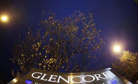 The logo of Glencore is pictured in front of the company's headquarters in the Swiss town of Baar, November 13, 2012. REUTERS/Michael Buholz The logo of Glencore is pictured in front of the company's headquarters in the Swiss town of Baar, November 13, 2012. REUTERS/Michael Buholz