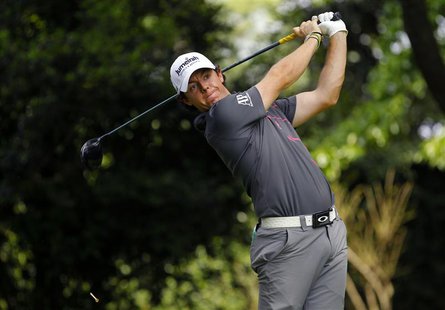 Rory McIllroy of Northern Ireland hits his tee shot on the second hole during a practice round for the 2012 Masters Golf Tournament at the A Rory McIllroy of Northern Ireland hits his tee shot on the second hole during a practice round for the 2012 Masters Golf Tournament at the A