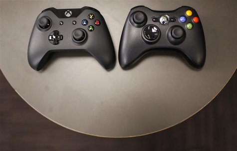 The new Xbox One controller (R), next to the previous controller during a press event unveiling Microsoft's new Xbox One in Redmond, Washing The new Xbox One controller (R), next to the previous controller during a press event unveiling Microsoft's new Xbox One in Redmond, Washing