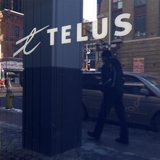 A pedestrian is reflected in the window of a Telus store while using a mobile phone in Ottawa February 11, 2011. REUTERS/Chris Wattie