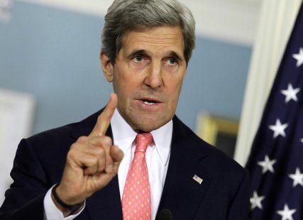 U.S. Secretary of State John Kerry speaks to the media about Syria at the State Department in Washington May 31, 2013. REUTERS/Yuri Gripas U.S. Secretary of State John Kerry speaks to the media about Syria at the State Department in Washington May 31, 2013. REUTERS/Yuri Gripas