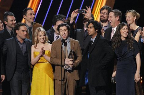 The cast of "The Big Bang Theory" accept the award for "Favorite Network TV Comedy" at the 2013 People's Choice Awards in Los Angeles, Janua The cast of "The Big Bang Theory" accept the award for "Favorite Network TV Comedy" at the 2013 People's Choice Awards in Los Angeles, Janua