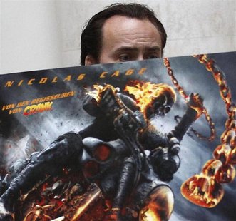 U.S. actor Nicolas Cage arrives to promote his movie 'Ghost Rider: Spirit of Vengeance' in Berlin January 23, 2012. REUTERS/Tobias Schwarz U.S. actor Nicolas Cage arrives to promote his movie 'Ghost Rider: Spirit of Vengeance' in Berlin January 23, 2012. REUTERS/Tobias Schwarz