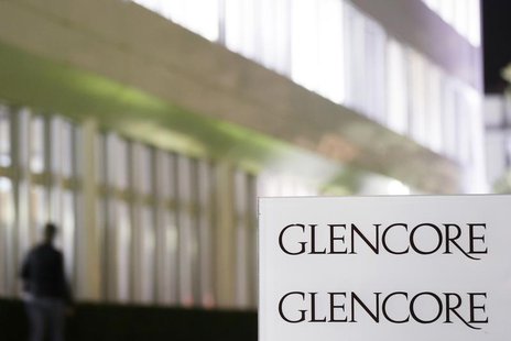 The logo of Glencore is pictured in front of the company's headquarters in the Swiss town of Baar, November 13, 2012. REUTERS/Michael Buholz The logo of Glencore is pictured in front of the company's headquarters in the Swiss town of Baar, November 13, 2012. REUTERS/Michael Buholz