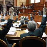 Members of the Council of State vote during a debate on the tax agreement between Switzerland and the U.S. in Bern June 12, 2013. REUTERS/Ru
