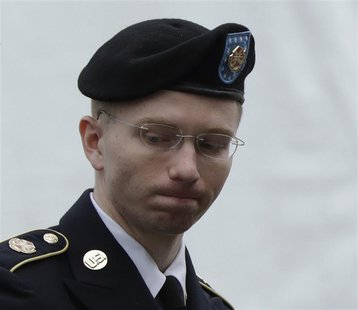 U.S. Army Private First Class Bradley Manning enters the courtroom for day four of his court martial at Fort Meade, Maryland in this June 10 U.S. Army Private First Class Bradley Manning enters the courtroom for day four of his court martial at Fort Meade, Maryland in this June 10