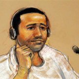 In this sketch approved by the military by court artist Janet Hamlin, and obtained by Reuters on November 9, 2011, Abd Al Rahim Hussayn Muha