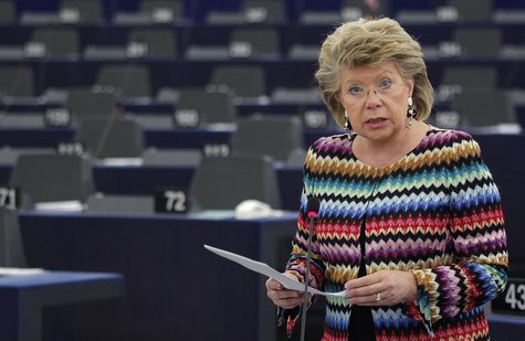 European Union Justice Commissioner Viviane Reding addresses the European Parliament during a debate on the constitutional situation in Hung European Union Justice Commissioner Viviane Reding addresses the European Parliament during a debate on the constitutional situation in Hung