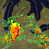 photo is a future prediction of storm activity from AccuWeather forecast for 10:00 p.m. on June 12, 2013. 