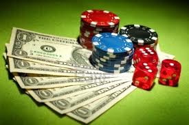 casino chips, dice and money casino chips, dice and money