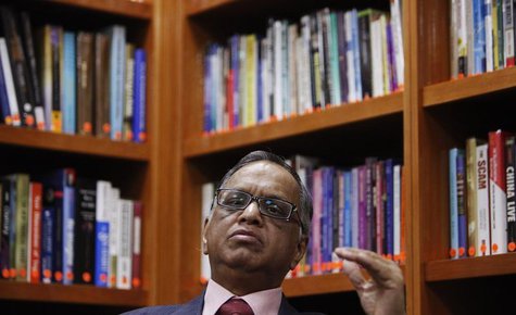 N. R. Narayana Murthy, founder and chairman of Infosys, listens to a question during an interview with Reuters at the company's office in Ba N. R. Narayana Murthy, founder and chairman of Infosys, listens to a question during an interview with Reuters at the company's office in Ba