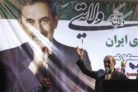 Iranian presidential candidate Ali Akbar Velayati delivers a speech to supporters in Tehran June 12, 2013. Picture taken June 12, 2013. REUT Iranian presidential candidate Ali Akbar Velayati delivers a speech to supporters in Tehran June 12, 2013. Picture taken June 12, 2013. REUT