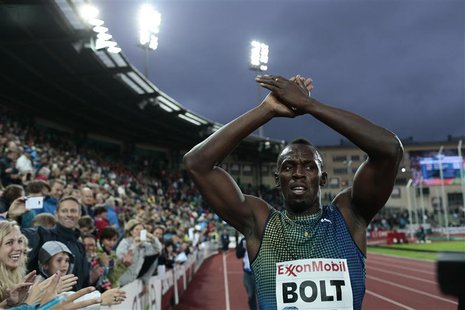 Usain Bolt of Jamaica celebrates after winning the men's 200m during the IAAF Diamond League athletics competition at the Bislett Stadium in Usain Bolt of Jamaica celebrates after winning the men's 200m during the IAAF Diamond League athletics competition at the Bislett Stadium in