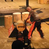 Ben Hansen wins the 2013 STIHL Timbersports Series collegiate championship.  Photo: UWSP 