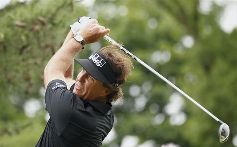 Phil Mickelson of the U.S. tees off on the second hole during the first round of the 2013 U.S. Open golf championship at the Merion Golf Clu Phil Mickelson of the U.S. tees off on the second hole during the first round of the 2013 U.S. Open golf championship at the Merion Golf Clu