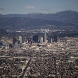 The Los Angeles skyline and the San Gabriel Mountains are seen in this aerial photo taken on February 20, 2013. Picture taken on February 20