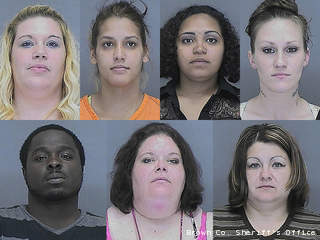 Clockwise from upper left: Amanda L. Brown, Dina E. Fonseca, Mayolita C. Montejo, Jessica E. Trimble, Marcella G. Trimble, Tonya R. Turner, Quenta L. Washington. (courtesy of the Brown County Sheriff's Department). Clockwise from upper left: Amanda L. Brown, Dina E. Fonseca, Mayolita C. Montejo, Jessica E. Trimble, Marcella G. Trimble, Tonya R. Turner, Quenta L. Washington. (courtesy of the Brown County Sheriff's Department).