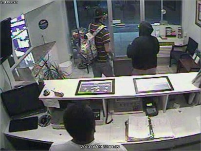 The suspects are seen in surveillance footage. The suspects are seen in surveillance footage.