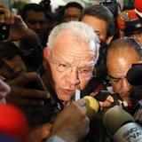 Andres Granier (C), former governor of Tabasco state, speaks to the media upon his arrival at the international airport in Mexico City June Andres Granier (C), former governor of Tabasco state, speaks to the media upon his arrival at the international airport in Mexico City June