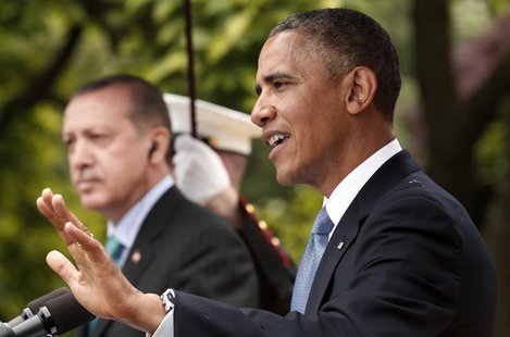 U.S. President Barack Obama (R) and Turkish Prime Minister Recep Tayyip Erdogan hold a joint news conference in the White House Rose Garden U.S. President Barack Obama (R) and Turkish Prime Minister Recep Tayyip Erdogan hold a joint news conference in the White House Rose Garden