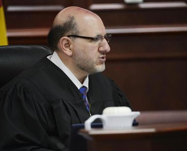 Judge Carlos A. Samour Jr. speaks during a hearing for Aurora theater shooting suspect James Holmes at the Arapahoe County Justice Center in Judge Carlos A. Samour Jr. speaks during a hearing for Aurora theater shooting suspect James Holmes at the Arapahoe County Justice Center in