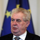 Czech President Milos Zeman attends a news conference after he hoisted the European Union Flag with European Commission President Jose Manue Czech President Milos Zeman attends a news conference after he hoisted the European Union Flag with European Commission President Jose Manue