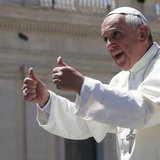 Pope Francis gives the thumbs up during the weekly audience in Saint Peter's Square at the Vatican June 12, 2013. REUTERS/Tony Gentile Pope Francis gives the thumbs up during the weekly audience in Saint Peter's Square at the Vatican June 12, 2013. REUTERS/Tony Gentile