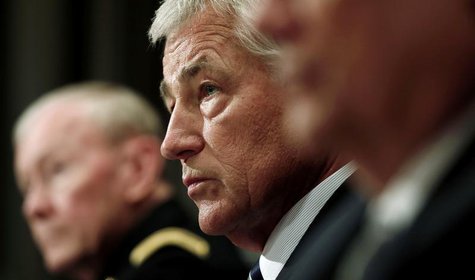 U.S. Secretary of Defense Chuck Hagel testifies at a Senate Appropriations Defense Subcommittee hearing on "Department Leadership." on Capit U.S. Secretary of Defense Chuck Hagel testifies at a Senate Appropriations Defense Subcommittee hearing on "Department Leadership." on Capit