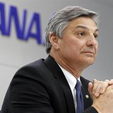 Boeing Commercial Airplanes' Chief Executive Ray Conner speaks during a news conference after conducting an All Nippon Airways' (ANA) Boeing
