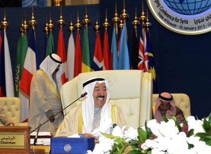 Kuwait Emir Sheikh Sabah al-Ahmed al-Sabah smiles ahead of the opening ceremony of the International Humanitarian Pledging Conference for Sy Kuwait Emir Sheikh Sabah al-Ahmed al-Sabah smiles ahead of the opening ceremony of the International Humanitarian Pledging Conference for Sy