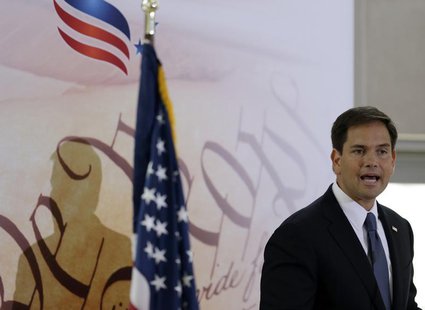 Senator Marco Rubio (R-FL) addresses the Faith & Freedom Coalition Road to Majority Conference Kickoff Luncheon in Washington June 13, 2013. Senator Marco Rubio (R-FL) addresses the Faith & Freedom Coalition Road to Majority Conference Kickoff Luncheon in Washington June 13, 2013.