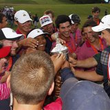 England's Justin Rose (R) shows off the U.S. Open Trophy after winning the 2013 U.S. Open golf championship at the Merion Golf Club in Ardmo England's Justin Rose (R) shows off the U.S. Open Trophy after winning the 2013 U.S. Open golf championship at the Merion Golf Club in Ardmo