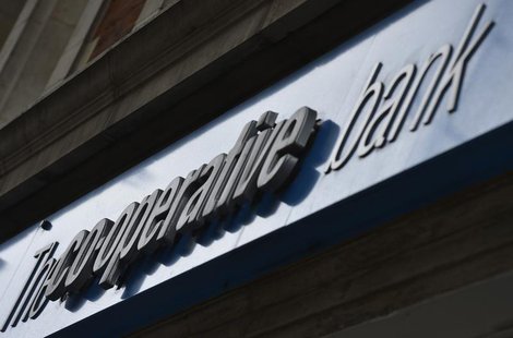 A sign is seen outside a branch of the Co-operative Bank in central London May 10, 2013. REUTERS/Toby Melville A sign is seen outside a branch of the Co-operative Bank in central London May 10, 2013. REUTERS/Toby Melville