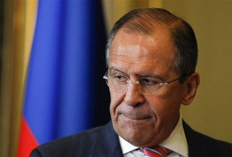Russian Foreign Minister Sergei Lavrov looks on after a meeting with his Italian counterpart Emma Bonino in Moscow, June 15, 2013. REUTERS/S Russian Foreign Minister Sergei Lavrov looks on after a meeting with his Italian counterpart Emma Bonino in Moscow, June 15, 2013. REUTERS/S