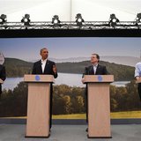 U.S. President Barack Obama (2nd L) attends a news conference with (L-R) European Council President Herman Van Rompuy, European Commission P U.S. President Barack Obama (2nd L) attends a news conference with (L-R) European Council President Herman Van Rompuy, European Commission P
