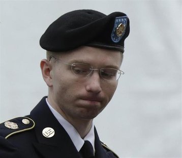 U.S. Army Private First Class Bradley Manning enters the courtroom for day four of his court martial at Fort Meade, Maryland June 10, 2013. U.S. Army Private First Class Bradley Manning enters the courtroom for day four of his court martial at Fort Meade, Maryland June 10, 2013.