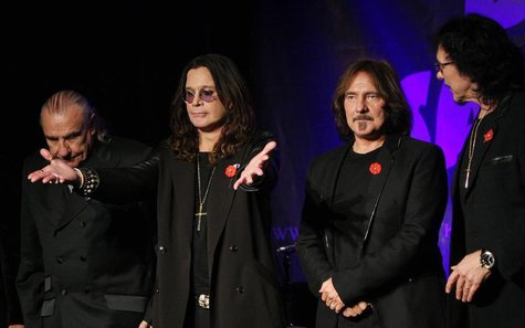 Original members of the rock band Black Sabbath (L-R), Bill Ward, Ozzy Osborne, Geezer Butler and Tony Lommi, announce the reunion of the ro Original members of the rock band Black Sabbath (L-R), Bill Ward, Ozzy Osborne, Geezer Butler and Tony Lommi, announce the reunion of the ro