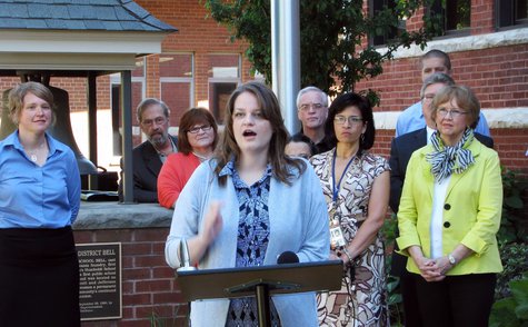 State representative Katrina Shankland (D-Stevens Point) talks about increasing school funding in this year's state budget, June 17 2013 State representative Katrina Shankland (D-Stevens Point) talks about increasing school funding in this year's state budget, June 17 2013