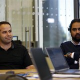 Sleiman Itani (L), co-founder and chief executive of Atheer, and Hosain Rahman, co-founder and chief executive of Jawbone, speak at the wear Sleiman Itani (L), co-founder and chief executive of Atheer, and Hosain Rahman, co-founder and chief executive of Jawbone, speak at the wear