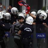 Riot police detain a demonstrator during protests at Kizilay square in central Ankara, June 16, 2013. REUTERS/Dado Ruvic (TURKEY - Tags: POL Riot police detain a demonstrator during protests at Kizilay square in central Ankara, June 16, 2013. REUTERS/Dado Ruvic (TURKEY - Tags: POL
