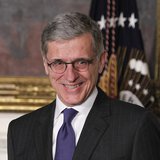 U.S. President Barack Obama (unseen) announces venture capitalist Tom Wheeler to head the Federal Communication Commission (FCC) at the Stat