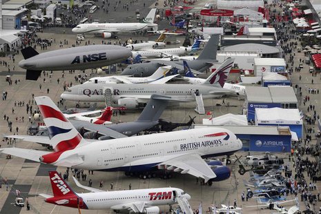 An aerial view of the 50th Paris Air Show, at the Le Bourget airport near Paris June 18, 2013. REUTERS/Pascal Rossignol An aerial view of the 50th Paris Air Show, at the Le Bourget airport near Paris June 18, 2013. REUTERS/Pascal Rossignol