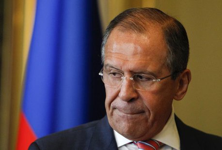 Russian Foreign Minister Sergei Lavrov looks on after a meeting with his Italian counterpart Emma Bonino in Moscow, June 15, 2013. REUTERS/S Russian Foreign Minister Sergei Lavrov looks on after a meeting with his Italian counterpart Emma Bonino in Moscow, June 15, 2013. REUTERS/S