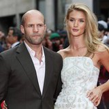Actor Jason Statham arrives with his girlfriend Rosie Huntington-Whiteley for the world premiere of "Hummingbird", at Leicester Square in ce Actor Jason Statham arrives with his girlfriend Rosie Huntington-Whiteley for the world premiere of "Hummingbird", at Leicester Square in ce